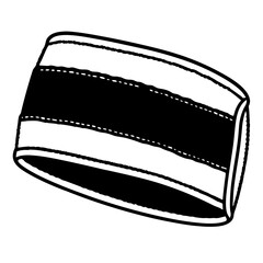 Black and white sports headband with striped design  