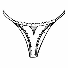 Lingerie thong design with lace and dotted pattern  