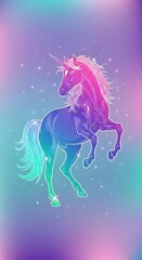 Prismatic Unicorn - A Vibrant Fantasy Illustration with Pastel Hues.