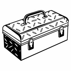 Tool box with textured lid and handle in minimalist style  