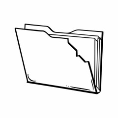 Blank file folder with documents in minimalist line art style  