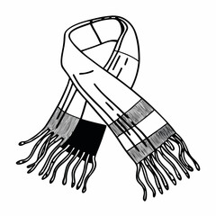 Knitted scarf with fringes in classic striped pattern  