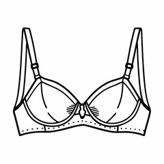 Line art illustration of a women's bra in simple design  