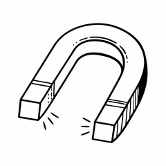 Magnet in hand-drawn style with simple design and black outline  