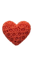 Red Heart Made of Small Circles on White Background.