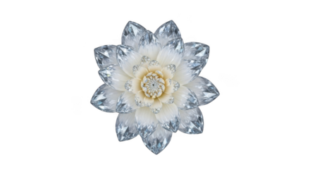 Sparkling crystal flower isolated on transparent background