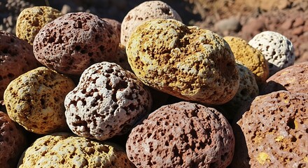Porous Volcanic Rocks - A Close-Up of Natural Textures and Colors.