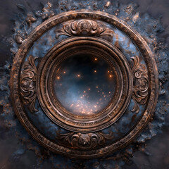 Sui-Tang Dynasties: Three Teachings Fusion - Buddhism: Zen Enlightenment, Bronze Mirror, Galaxy Nebula, Fading Ink Traces