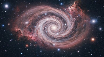 Obraz premium Majestic spiral galaxy swirls with stellar nurseries and bright blue stars in a cosmic dance
