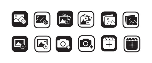 Add Photo Picture icon vector simple design, Gallery icon vector set, photo album icon, image picture symbol, Vector illustration EPS 10.