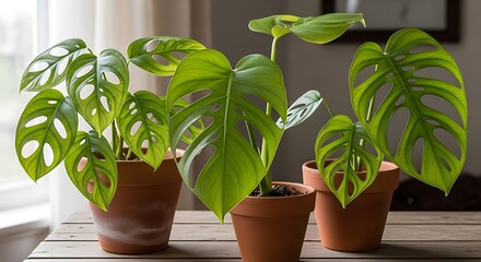 Monstera Plants in Terracotta Pots - A Study in Green.