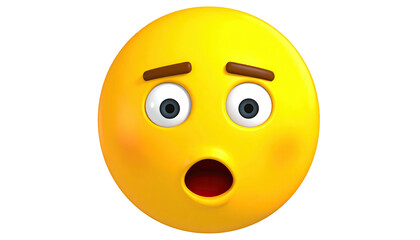 Fototapeta premium A 3D yellow emoji with wide eyes and an open mouth showing surprise