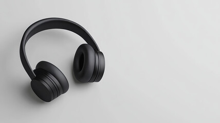 Black wireless headphone, modern audio device, noise canceling, minimal style, isolated