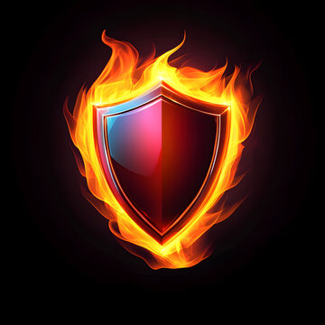 Fire protection shield glyph icon for safety prevention security system flame resistant technology and emergency vector illustration vector solid glyph icon
