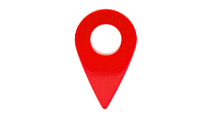 A vibrant red pin, stylized, with a hole, against a black, seamless background