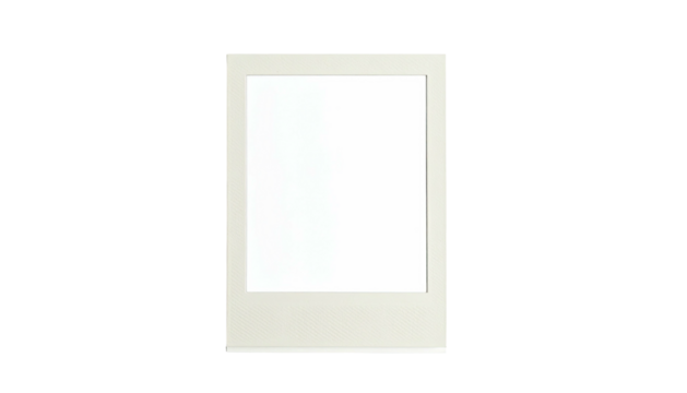 Classic polaroid frame with a bright white center, set against a black background