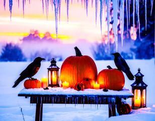 Red Berries and Sunset Halloween