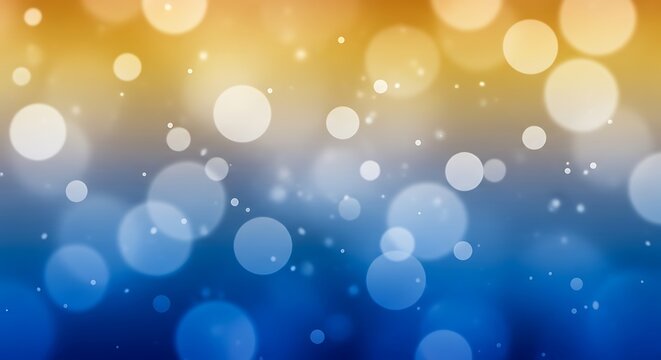 Abstract bokeh lights in blue and gold gradient background