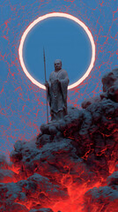 Sui-Tang Dynasties: Three Teachings Fusion - Buddhism: Xuanzang's Pilgrimage (Modern Techwear), Titanium Lamp, Holographic Sutra, Futuristic Desert