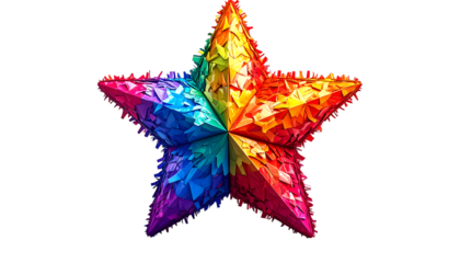 Vibrant Rainbow Star on Black Background | Colorful Geometric Abstract Design | Festive Celebration Symbol | Diverse Spectrum Art