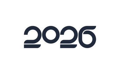 2026 new year logo. Number of year text design. Design elements for greeting card, invitation, calendar, etc. Vector illustration.