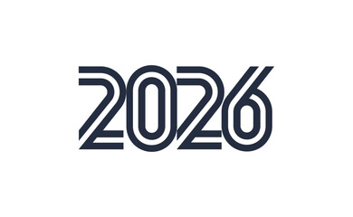2026 new year logo. Number of year text design. Design elements for greeting card, invitation, calendar, etc. Vector illustration.