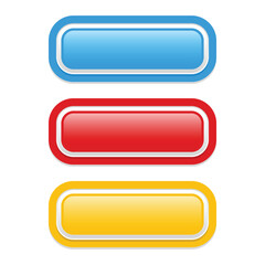 Fototapeta premium Glossy Rounded Rectangle Button Set with Blue Red Yellow Colors