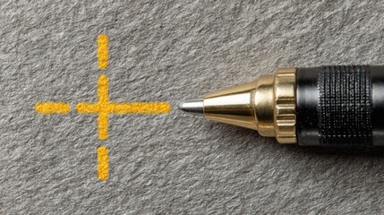 Elegant pen featuring a yellow cross design symbolizing unique expression and creativity in writing and artistry