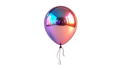 Metallic Chrome Balloon Isolated on Black - Vibrant Reflective Pink Purple Gradient Party Celebration Decor