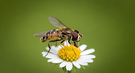 Hoverfly on Daisy - A Detailed Close-Up in Natural Light.