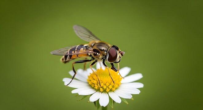 Hoverfly on Daisy - A Detailed Close-Up in Natural Light.