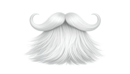 Digitally rendered, fluffy, white beard and mustache, isolated on black