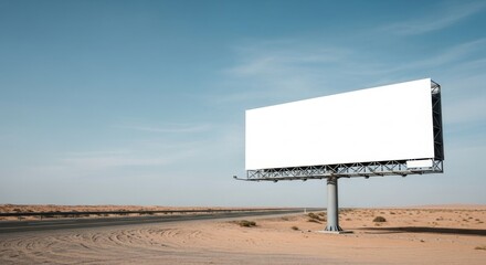 Obraz premium Billboard Mockup Advertising Desert Road Blank Signage Sky Space Commercial