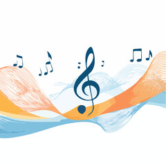 Melodic Composition Musical Notes Ascending on Waves of Harmony and Rhythm, Evoking a Feeling of Joy and Creative Expression