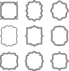 Fototapeta premium Collection of nine elegant decorative ornate frames border designs in various shapes