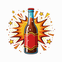 Explosive Refreshment Fizzy Drink with Pop Art Style
