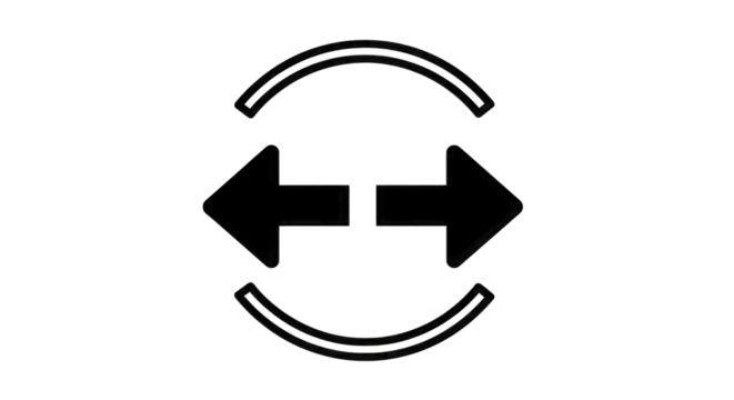 Bidirectional Arrow Symbol with Circular Arcs gigapixel isolated on a transparent background
