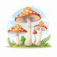 Enchanting Mushroom Garden A Whimsical Vector Illustration