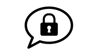 Locked Chat Bubble Icon on Black Background speech bubble isolated on a transparent background
