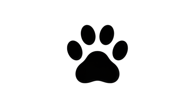 Outline of a Dog Paw Print on Black Background animal footprint isolated on a transparent background