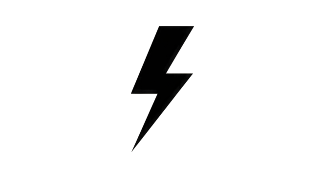 Outline of a Lightning Bolt Icon on Black Background isolated on a transparent background