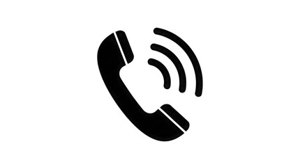 Outline of a Ringing Telephone Handset with Sound Waves isolated on a transparent background