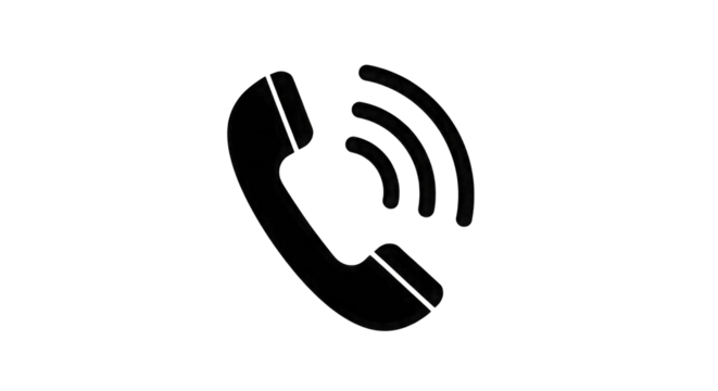 Outline of a Ringing Telephone Handset with Sound Waves isolated on a transparent background - Powered by Adobe