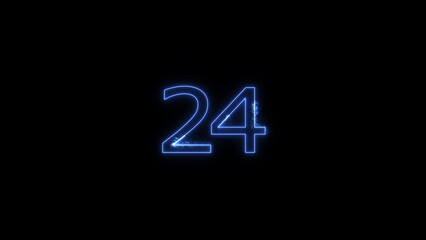 A dynamic Glowing neon text 24 number illustration. Neon business number icon. and creating a stunning illustration. 4k illustration