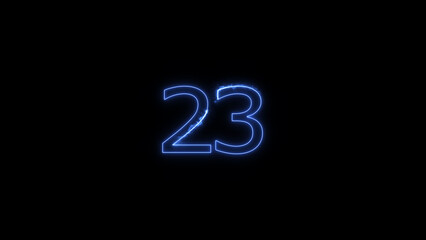 A dynamic Glowing neon text 23 number illustration. Neon business number icon. and creating a stunning illustration. 4k illustration