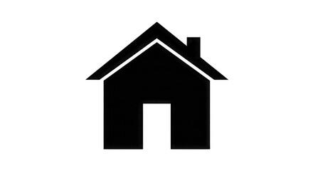 Fototapeta premium Simple Outline House Icon on Black Background home isolated on a transparent background