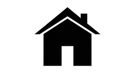 Obraz premium Simple House Outline Icon on Black Background home isolated on a transparent background