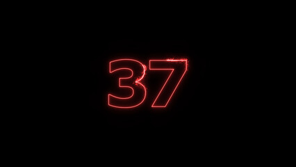 A dynamic Glowing neon text 37 number illustration. Neon business number icon. and creating a stunning illustration. 4k illustration