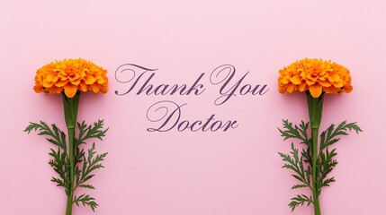 Graceful and heartfelt tribute to doctors with marigold flowers and Thank You Doctor message.
