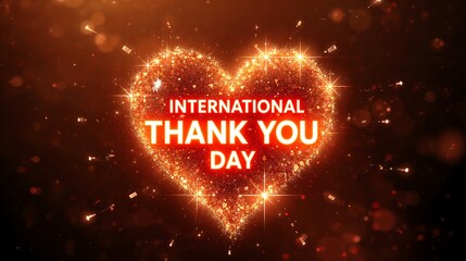 Vibrant electrifying display of gratitude in celebration of International Thank You Day with a sparkling heart